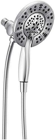 Delta 4-Setting In2ition 2-in-1 Dual Shower Head with HandHeld Spray, Chrome Detachable Shower Head with Hose, Showerhead, 1.75 GPM Flow Rate, Chrome 58499