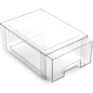 BINO | Stackable Storage Drawers, Large - Clear | THE CRATE COLLECTION | Storage Bins With Drawers | Bathroom Organizers | Under Sink Organizer | Vanity Cabinet Home Organization
