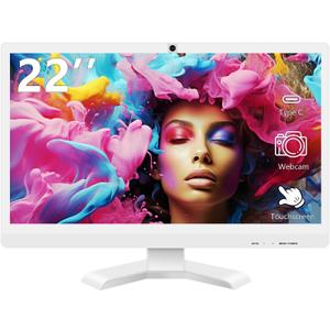 22 inch Touch Screen Monitor with Webcam FHD 1920x1080P Computer Monitor FreeSync HDR HDMI Ports Eye Care Frameless VESA Mount