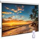 100 Inch Motorized Projector Screen - 16:9 HD Electric Movie Screen with Remote Control, Wall/Ceiling Mounted for Home Theater, Office, Wrinkle-Free Projection Screen for Indoor Use (White)