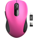 Trueque Wireless Mouse for Laptop, 2.4GHz Ergonomic Computer Mouse with Back & Forward Buttons, 3 Adjustable DPI Levels, 6 Buttons, Optical USB Cordless Mice for Windows PC (Fuchsia, 1 Pack)