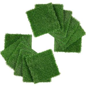 Size: 12"x12", Set of 11, 
XLX TURF Sqaure Artificial Grass Placemats 12 x 12 Inch Green Grass Table Centerpiece Golf Themed Party Decorations, DIY Crafts