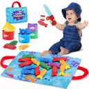 Hahaland Montessori Toys for 1 Year Old Boy Girl Birthday Gift - 10 in 1 Cloth Fishing Game Easter Basket Stuffers for Toddler Toys 1-3 with Stacking Cups - Number Counting, Color Sorting Learning
