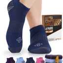 Doctor's Select Copper Ankle Compression Socks for Women and Men - 4 Pairs | Athletic Running Plantar Fasciitis Socks (Medium, Navy/Light Blue/Purple/Pink - 4 Pairs)
