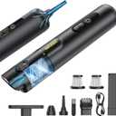 Mr.ego Handheld Car Vacuum Portable Cordless, 4in1 Mini Vacuum with 18500Pa Strong Suction, Desk Vacuum Cleaner and Air Duster with Green LED Light for Small Jobs, Car, Home, Keyboards (Black)