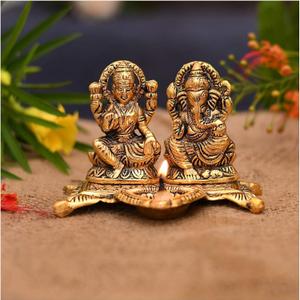 NOBILITY Ganesh Lakshmi Statue Ganesha Murti Idol Showpiece with Diya for Diwali, Home, Temple, Office, Mandir, Temple Gift Items
