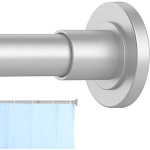 CorkLatta Silver Shower Curtain Rod 31 to 68 Inch,1 Inch Diameter Adjustable Spring Tension Stainless Steel Telescoping Rod,Easy Install,No Rust