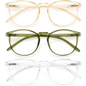 IBOANN Iconic Blue Light Glasses for Woman - Computer Glasses 99% Blue Light Blocking - Anti Eyestrain & UV Glare Protection (*B117 Tranparent&dark Green&orange)