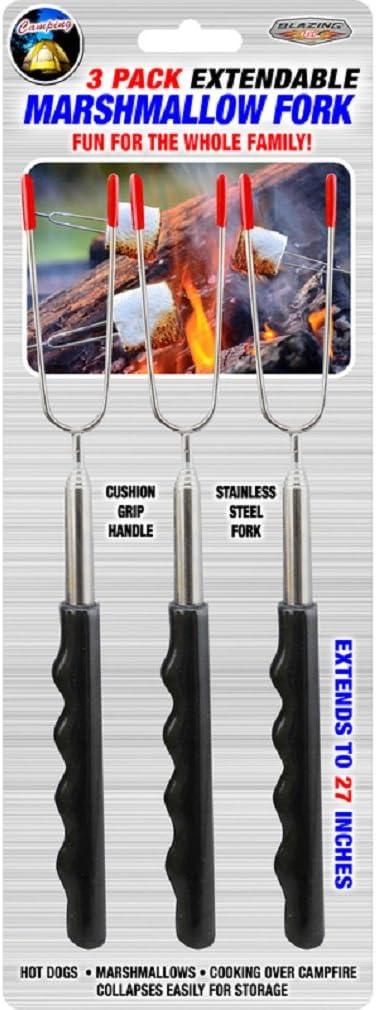 Open Flame Roasting Extendable Marshmallow Fork Plastic/Stainless Steel 3 pk