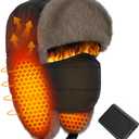 Wulcea Graphene Heated Trapper Hat with Ear Flaps Mask for Skiing Camping Hunting Motorcycle Ice Fishing Driver Fishermen