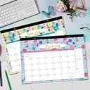 4 x 2026 Desk Calendar - JAN 2026 - DEC 2026, 2026 Calendar, 12 Monthly Calendar, 17" x 12", Desk/Wall Calendar 2026 with Desk Pad, Ruled Blocks, To-do List & Notes, Tear Off, Twin-Wire Binding, Large Desk Calendar for Home & Office Organizing - Floral