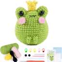VOCHIC Crochet Kit for Beginners Cute Frog Crocheting Knitting Kit DIY Crochet Starter Kit with Step-by-Step Video Tutorial Gift for Friends Adults Kids