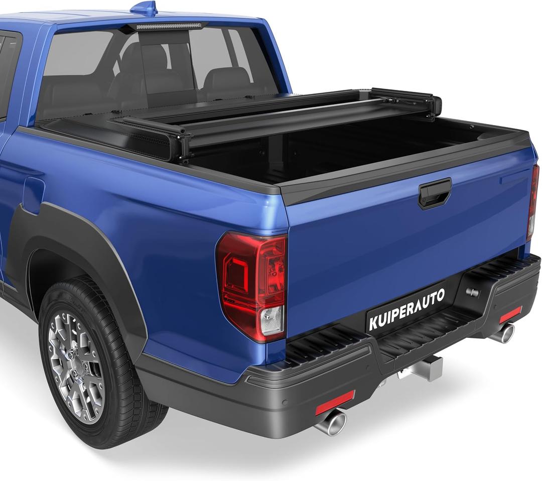 KUIPERAUTO Soft Tri Folding Truck Bed Tonneau Cover Compatible for 2017-2026 Honda Ridgeline w/o Roll Bar or Utility Track System 5 FT Bed On Top 64 inch