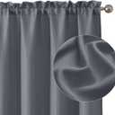 Chyhomenyc Dark Grey Curtains 54 Inch Length 2 Panels, Faux Linen Textured Semi Sheer Light Filtering Soft Airy Rod Pocket Window Treatment Drapes for Living Room Bedroom, Each 30" Wx54 L