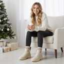 Snow Boots for Women Waterproof Shoes Ankle Fur Lined Booties Warm Insulated Winter Lightweight Shoes (10, White)