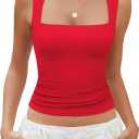 Avidlove Women's Square Neck Tank Top Double Lined Basic Crop Tops Going Out Shirt Slim Fit Summer, Large