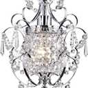 Edvivi Amorette Mini Chandelier Chrome Crystal Chandeliers, 1 Light Modern Elegant Glam Ceiling Light Fixture Chrome, Adjustable Hanging Lighting for Closet, Bedroom, Girls Room, Kitchen Island
