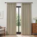 IVAPUPU Sand Pinch Pleated Full Blackout Linen Curtains for Bedroom, Black Out Curtains 90 Inches Long for Living Room Darkening Thermal Insulated Neutral Pleat Drapes with 16 Hooks, 2 Panels