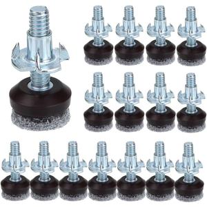 OwnMy High Density Felt Glide Pads Adjustable Furniture Levelers Chair Table Leg Levelers Floor Protector Pads with Metal T-Nuts - Adjustable Height 0.5" to 1" (Dia 3/4" - 16 PCS)