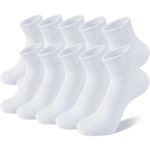 White Ankle Socks for Women: 6/10 Pairs Cotton Running Athletic Socks