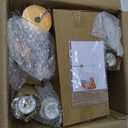 Farmhouse Chandelier, 5-Light Brass Chandelier with White Fabric Shade, Height Adjustable Modern Dining Room Light Fixture with E26 Base for Bedroom Foyer Hallway Entryway Kitchen Living Room