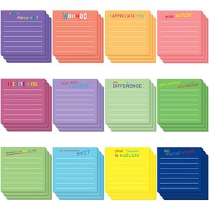 36 Pcs Employee Appreciation Sticky Notes Inspirational Sticky Notes with Lines Cute Motivational Post Notes Gifts for Coworkers Nurse Office Supplies(3 x 3)