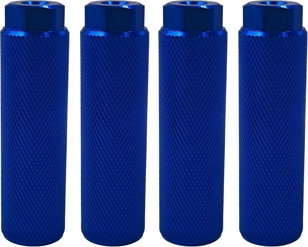 4Pcs Bike Pegs Aluminum Alloy Anti-Slip Bicycle Foot Pegs for BMX Mountain Bike Cycling Rear Stunt Pegs Fits 3/8 inch Axles Easy Install (Blue)