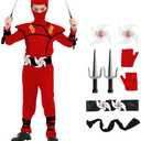 Bad boy league Kids Ninja Costumes Set Dragon Ninja Costume Halloween Ninjas Cosplay Suit for Boys Girls Halloween Party, Size: Kids-L-8/9T