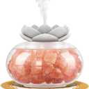 Essential Oil Diffusers Aromatherapy Diffuser: Vyaime Salt Lamp Diffuser for Home Bedroom Office, Pink Crystal Himalayan Cute Lotus Auto Shut-Off 7 Colors LED Night Light - V1103