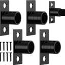 Pelopy 4 Pcs Inside Mount Curtain Rod Bracket 3/8" Bracket Set for 3/8" Rodding (Black)