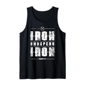 Iron Sharpens Iron Proverbs Christian Bible Verse Religious Tank Top, XL