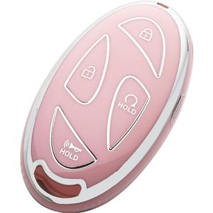 LECART Key Case Fit for Hyundai 2025 2024 Sonata Tucson Santa Fe Elantra Kona Smart Key, 5 Buttons Full Coverage TPU Key Fob Protector Cover, Stylish Anti Scratch Key Accessory 2 Pack White & Pink