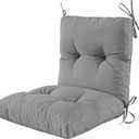 Outdoor Indoor Seat/Back Chair Tufted Cushion, Tufted Outdoor Chair Cushion for Patio Furniture, Soft Seating Replacement Cushion, Grey