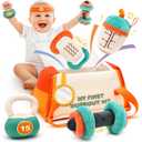 Vanplay Baby Toys 0-12 Months, Workout Plush Toy with Rattle for 0-3-6 Month, Sensory Montessori Toys for Babies 6-12-18 Month, Baby Boys Girls Birthday Shower Gifts for 7 8 9 10 Month