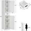 WEENFON 67 Tall Bathroom Cabinet with 6 Shelves & 1 Drawer, Narrow Storage Cabinet with Adjustable Shelves, Silm Cabinet for Living Room, Kitchen, White