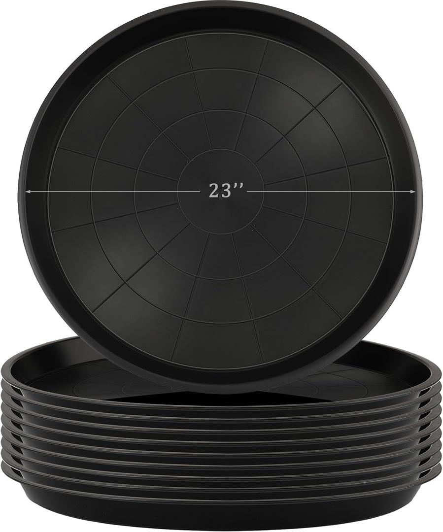 Eccliy 10 Packs 23 Inch Plastic Large Plant Saucers Heavy Duty Planter Trays Jumbo Flower Pot Saucers Plastic Water Trays for Indoors and Outdoors