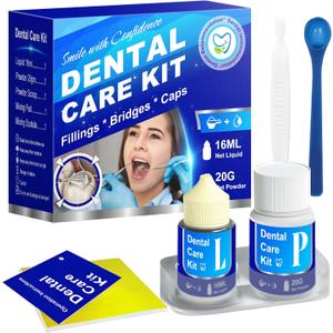 Tooth Repair Kit, Zinc Oxide Eugenol Cement Dental Care Kit, Temporary Teeth Replacement Kit for Broken Chipped Teeth, Crown Fillings & Bridges