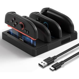 Charging Dock for Nintendo Switch 2 Joy Con Controllers,4 in 1 Fast Charger Station,Magnetic and Bi-Directional Design for Switch 2 Joy Con Controllers