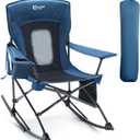 Portal Outdoor Rocking Chair Camping Folding Portable Rocker with Cup Holder Side Pocket Carry Bag, Support 350LBS (Mesh Blue), Mesh Back