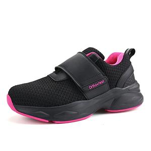 Ortho+rest Women Diabetic Shoes with Adjustable Closure Orthopedic Walking Shoes for Edema Plantar Fasciitis Bunions Arthritis Swollen Feet (10 W,Black/Berry)