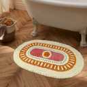 Lukinbox Boho Bathroom Rugs with Fringes, 2x3 Small Oval Washable Sun Area Rug for Bedroom, Ultra Soft Non-Slip Rainbow Throw Rug for Kids Room Nursery Entryway Kitchen
