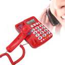 Big Phone for Seniors, Corded Phone with Caller ID, Adjustable Ringtone, and Speed Dial Memory, Wall Mountable Wired Landline Telephone for Hearing and Visually Impaired(Red)