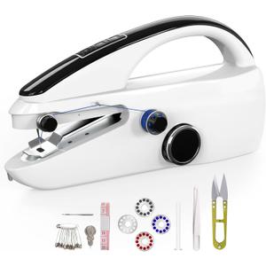 Handheld sewing machine,easy to use, electric sewing machinefast sewing speed, Easy sewing of clothes and fabric,suitable for beginners DIY (Pearl white)