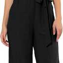 Allegra K Women's Wide Leg Jumpsuit 2026 Sleeveless Collared Tie Waist Coverall Button Down Cargo Cotton Jumpsuits S