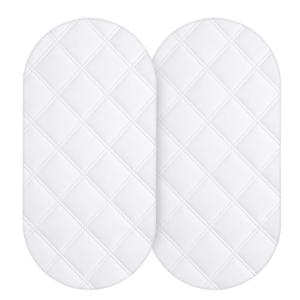 Yoofoss Waterproof Bassinet Mattress Pad Cover 2 Pack Fit for Hourglass/Oval Bassinet Mattress, Baby Bassinet Mattress Protector for Boys and Girls 32"X16" White