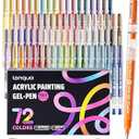 Joyask Acrylic Gel Pens, 72 Colored Pens for Black Paper & White Paper, 1.0 mm Point Colorful Pens for Coloring, Writing, Drawing, Journaling, Note Taking, Office, Home