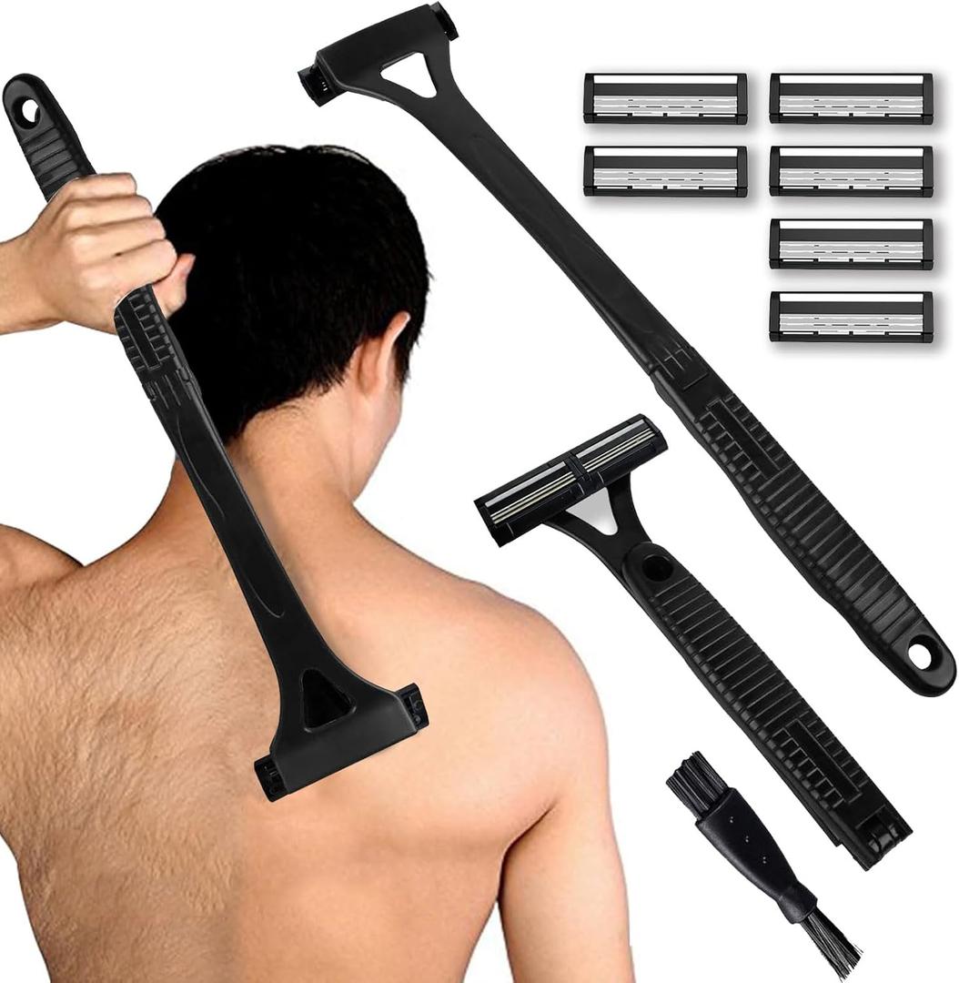 Body Hair Trimmer for Men, Back Shaver 3.0 with Long Handle, Razors for Shaving, Mens Grooming Kit, One Blade from Any Angle Shavers & Hair Removal Products (Black)