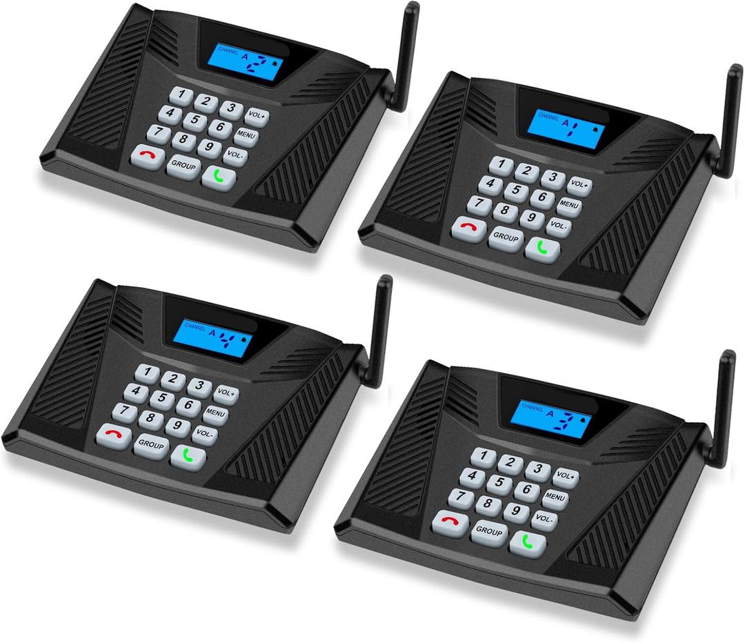 Intercoms Wireless for Home Hands Free, Upgrade Two Way Intercom 5300 Feet Range, Full Duplex Wireless Intercom System for Home Use, Home Communication System with Clear Sound(4 Packs, Black)