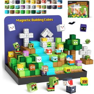 GobiDex Magnetic Blocks Kids Toys for Boys Girls 3+, Build MagWonder World with Zomblock Magnets Cubes, Upgraded STEM Game-Based Building Sensory Gift for Birthday