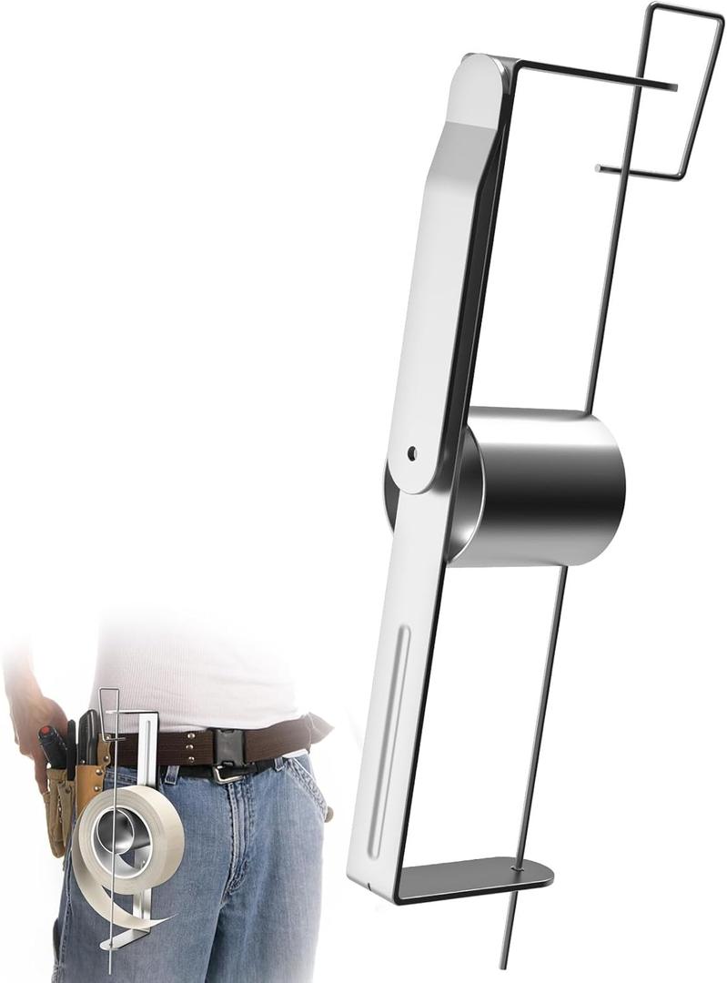 Drywall Tape Holder, Iron Drywall Tape Reel, Heavy Duty Powder Coated Steel Prevents Rusting, Holds up to 500 feet of Tape, Fast Loading Retaining Pin Drywall Reel Lift for Wall Corner